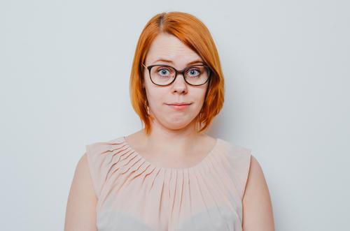 Portrait of young redhead model wearing glasses Lifestyle Style Design Beautiful Teacher Professional training Apprentice Internship Academic studies Study