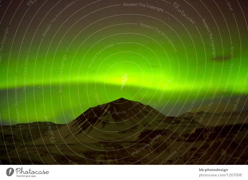 Green Northern lights in Iceland Environment Winter Climate Aurora Borealis Volcano Exceptional Fantastic northern lights Starling Natural phenomenon clouds