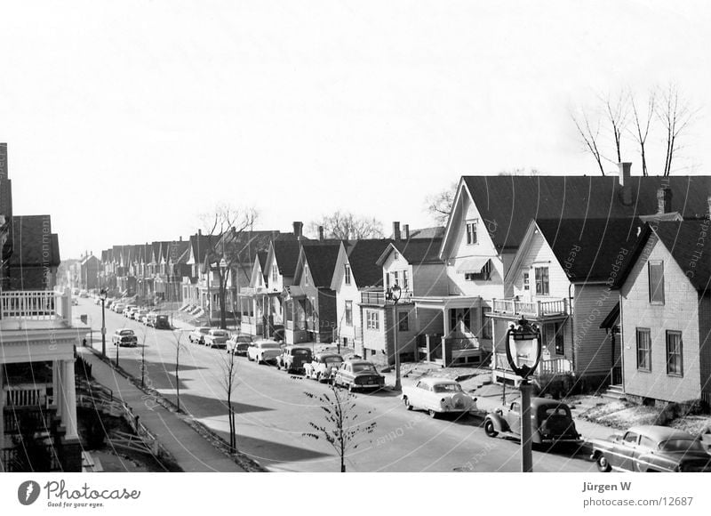 Suburbia '56 Small Town The fifties Nostalgia Americas North America USA Black & white photo smalltown