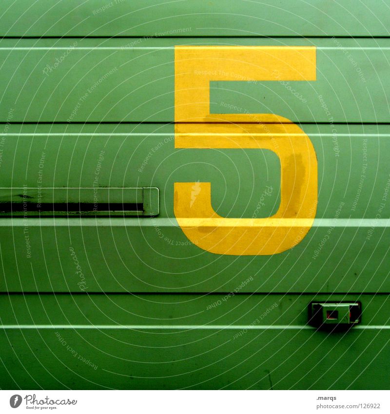 5 More Days Structures and shapes Surface Tin Digits and numbers Typography Characters Flashy Gaudy Green Yellow Line Metal Contrast Bright Colours Inscription