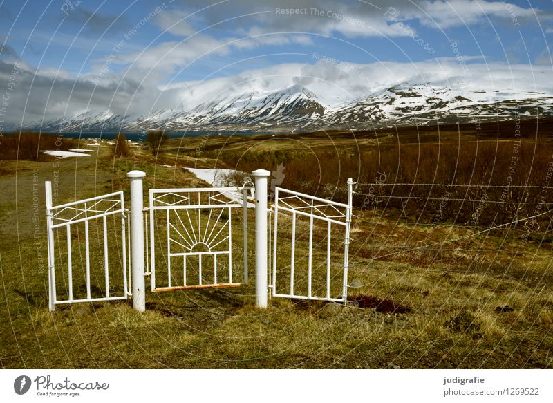Iceland Environment Nature Landscape Sky Clouds Climate Weather Frost Hill Mountain Peak Snowcapped peak Gate Cold Natural Wild Beginning Loneliness End Idyll