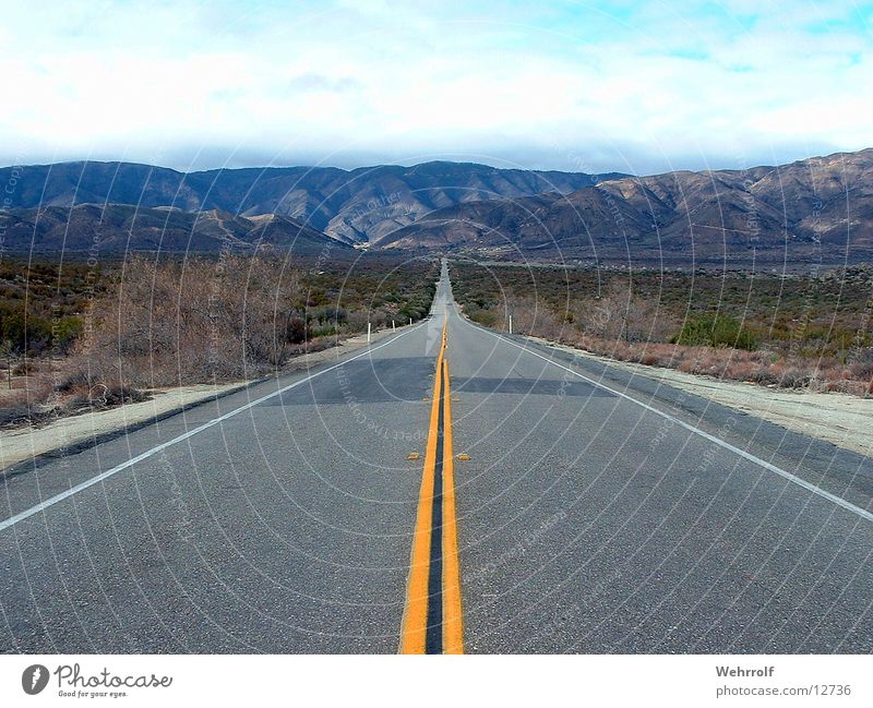 Road to nowhere Far-off places Freedom Mountain Nature Landscape Street Lanes & trails Highway Relaxation Arizona USA Exterior shot Steppe Right ahead