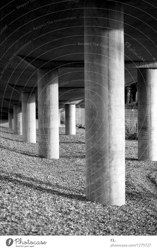piers Bridge Manmade structures Architecture Gravel Column Stone Large Perspective Stability Black & white photo Exterior shot Deserted Day Light Shadow