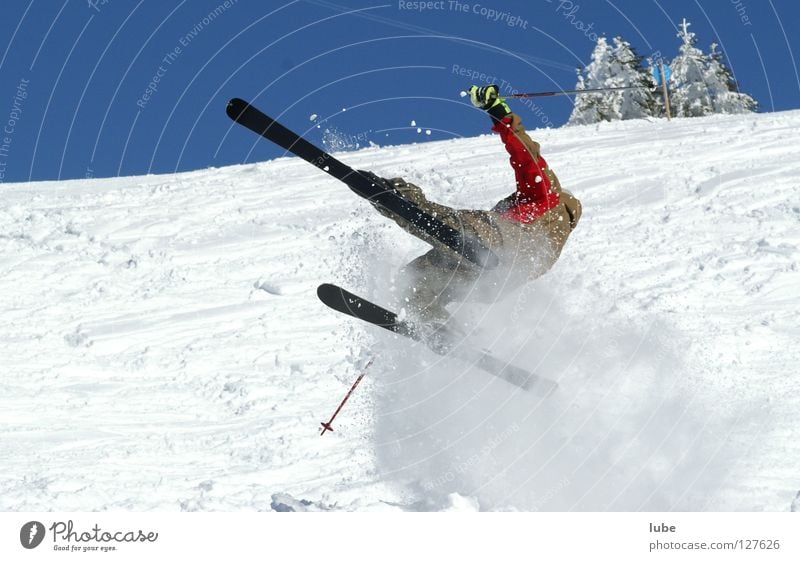 ski flying Winter Sudden fall Skier Sports Playing Winter sports ski camber Skiing Snow ski injury Gypsum