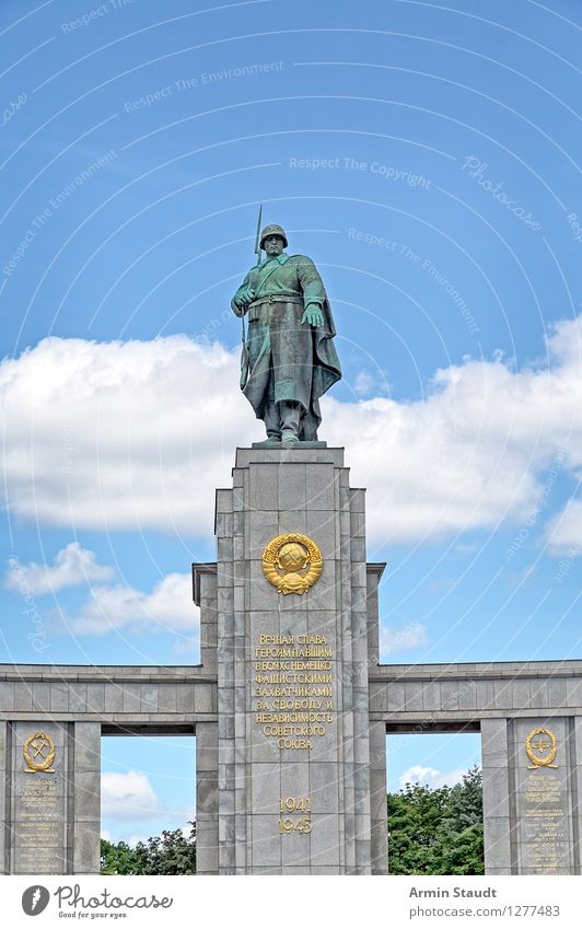 good old days Lifestyle Style Design Tourism Trip Summer Sky Clouds Beautiful weather Berlin Downtown Berlin Deserted Moody 1945 Europe Germany HDR Hero Statue