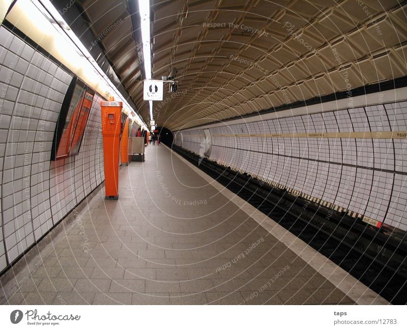 subway Underground Station Tunnel Emergency call Transport Hamburg Train station Tile Telephone Architecture