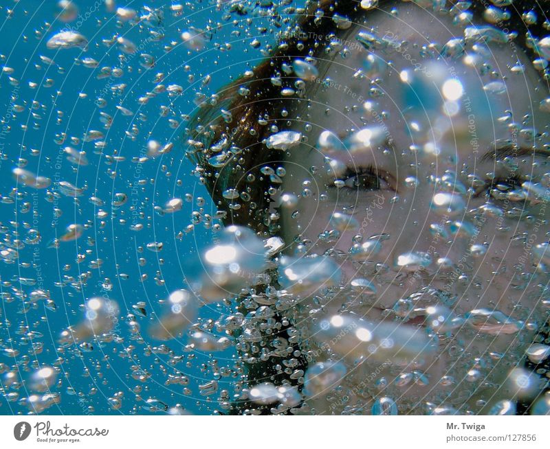 bubble game Underwater photo Dive Air bubble Beautiful Frightening Water Blue Blow