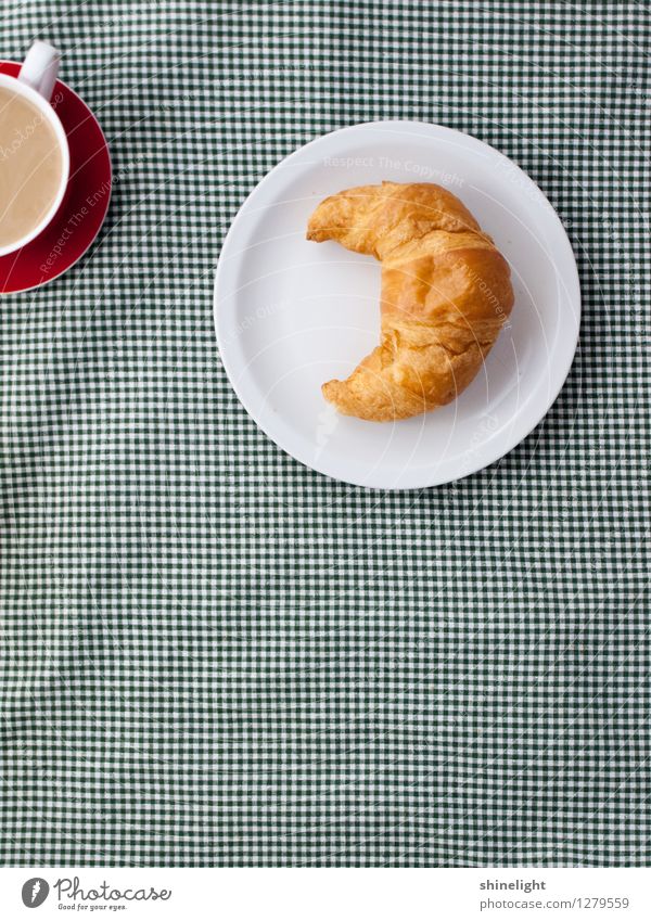 croissant love Food Croissant Nutrition Breakfast Tablecloth Beverage Coffee Crockery Plate Cup Green White Appetite Thirst To enjoy Breakfast table Meal