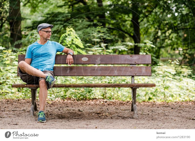 0815 AST | Waiting room Lifestyle Human being Masculine Man Adults Hand Legs 45 - 60 years Environment Nature Plant Summer Beautiful weather Tree Bushes Forest