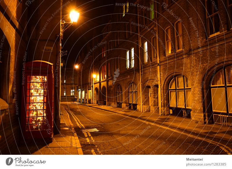 Oxford Night England Europe Town Downtown House (Residential Structure) Phone box Street Illuminate Moody Calm Night shot Colour photo Exterior shot