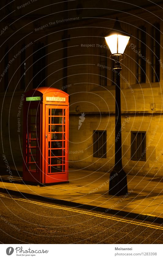 British Night Telephone Telecommunications Oxford England Europe Town Downtown Deserted Phone box Lantern Street Illuminate Moody Night shot English