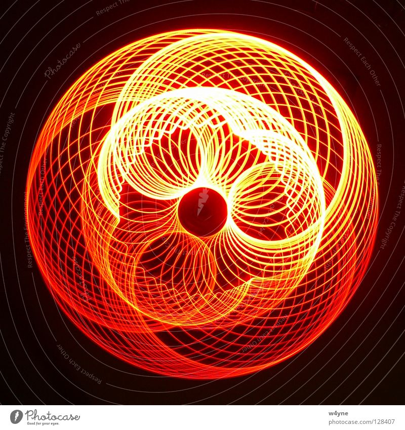 [Order To Chaos] Series Long exposure Red Yellow Spiral Abstract Round Waves Pattern Black Electrical equipment Technology Concentrate luminography Circle LED