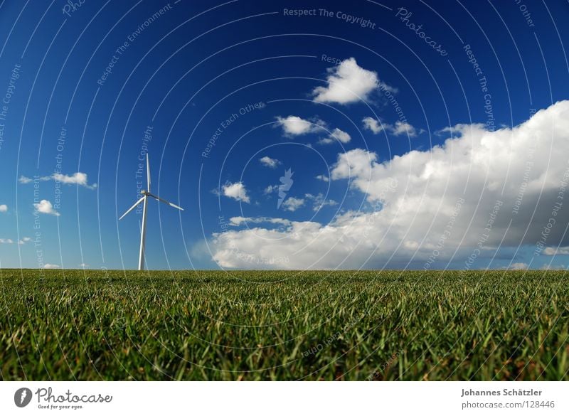 Picnic in the countryside Field Grass Agriculture Wind energy plant Science & Research Electricity Power Clouds Sky Spring Summer Sowing Green Polarisation