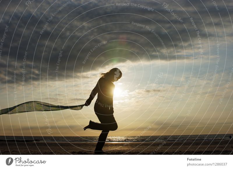 A ray of hope! Human being Feminine Girl Young woman Youth (Young adults) Infancy Body 1 Environment Nature Landscape Sky Clouds Sun Sunlight Coast Beach