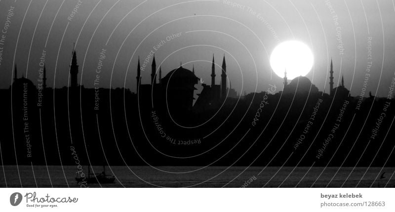 Sultanahmet Sunset Istanbul Hagia Sophia House of worship Historic Landmark Monument Blue Mosque sultanahmet turkey Black & white photo Marmara bosphorus