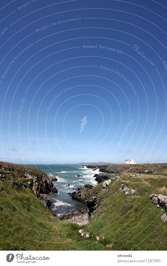 House by the sea Landscape Beautiful weather Hill Rock Waves Coast Bay Ocean Anglesey Wales House (Residential Structure) Infinity Wild Blue Vacation & Travel