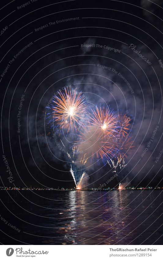 Fireworks 2 Work of art Stage play Blue Gold Orange Black Moody Joy Enthusiasm Euphoria Firecracker Spectacle Reflection Lakeside Feasts & Celebrations Firm