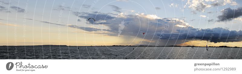 Baltic weather Fishing (Angle) Surfing Summer vacation Ocean Island Waves Sailing Windsurfer Windsurfing Nature Landscape Water Sky Clouds Storm clouds Horizon