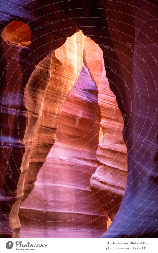 Antelope Canyon Environment Nature Elements Earth Sand Blue Brown Violet Orange Pink Red Black USA Rock Rock formation Sandstone Light Visual spectacle