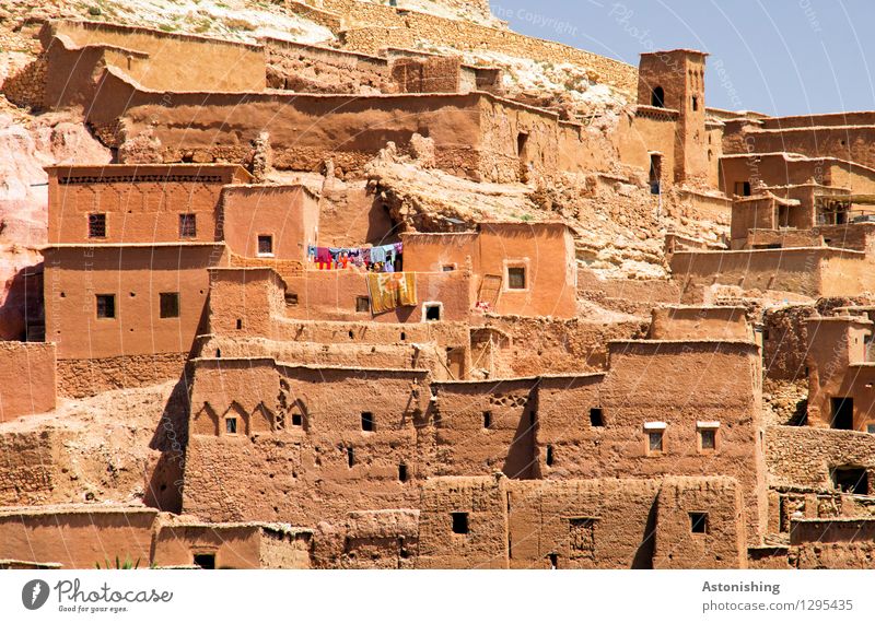 the clay buildings of Aït-Ben-Haddou Environment Sky Horizon Desert Ait Benhaddou Morocco Africa Town Populated House (Residential Structure) Hut Tower