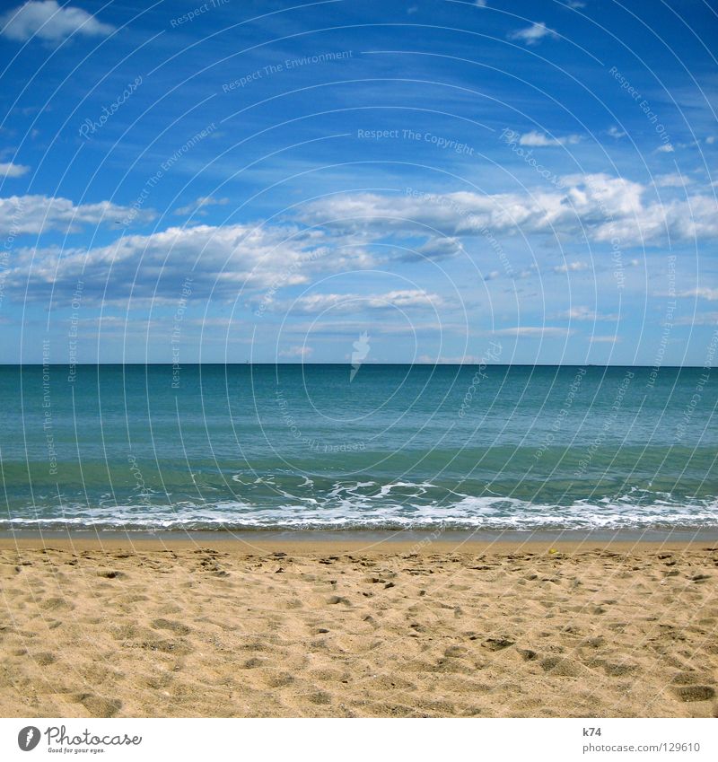 PARALLEL HORIZONTAL Ocean Coast Beach Clouds Surf Horizon Geometry Green Beige Footprint Lake Water Earth Sand Sky Blue Tracks