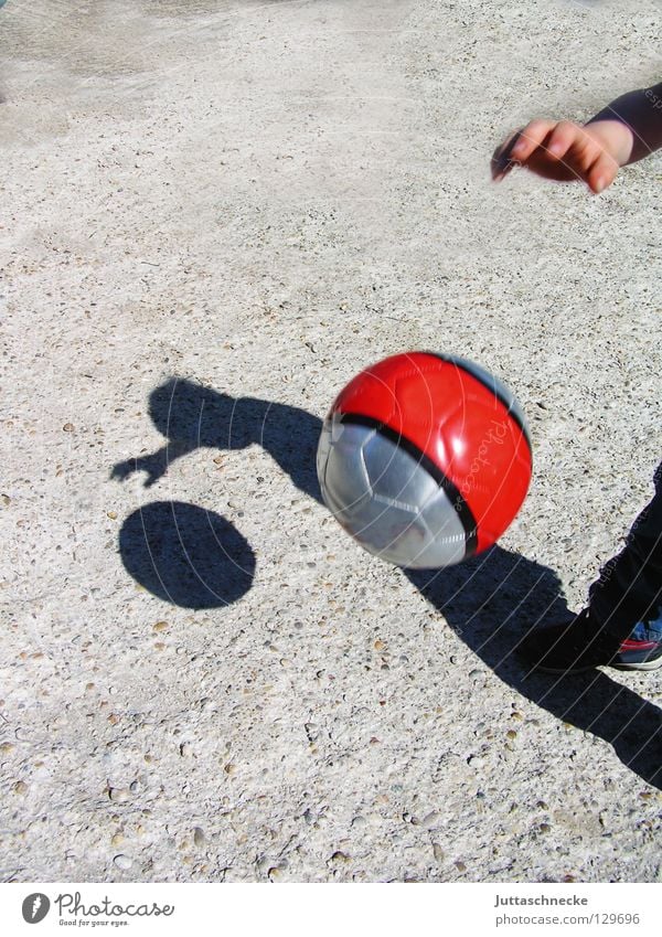 shadow play Red Shadow play Playing Child Concrete Silhouette Asphalt Sports Skillful Dribble Be suitable Joy Ball Soccer Basketball Silver Juttas snail Happy