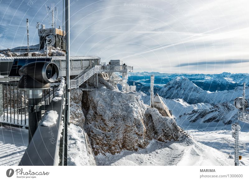 wonderfull winter day on the Zugspitze Vacation & Travel Tourism Freedom Sun Winter Mountain Nature Landscape Clouds Rock Alps Tourist Attraction Cable car