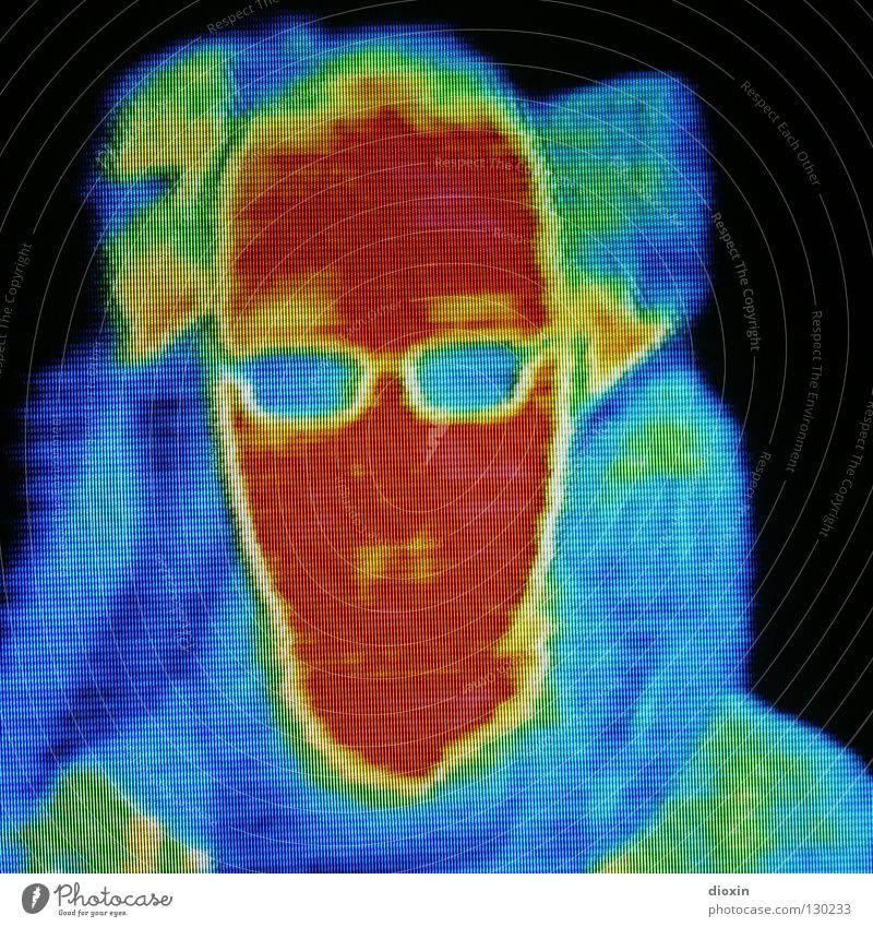 Me & the Heat #2 Multicoloured Artificial light Light Portrait photograph Science & Research Human being Man Head Warmth Eyeglasses Cold Colour Physics