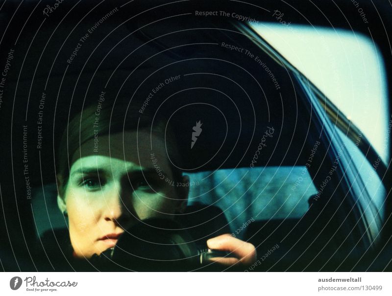 Drive By Shootings Feminine Woman Portrait photograph Mirror Black Provoke Ferocious Colour Photography Car self tinted click Looking Face