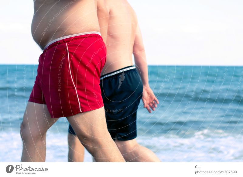 beach figures Overweight Vacation & Travel Tourism Summer Summer vacation Beach Ocean Swimming & Bathing Human being Masculine Adults Life 2 Water