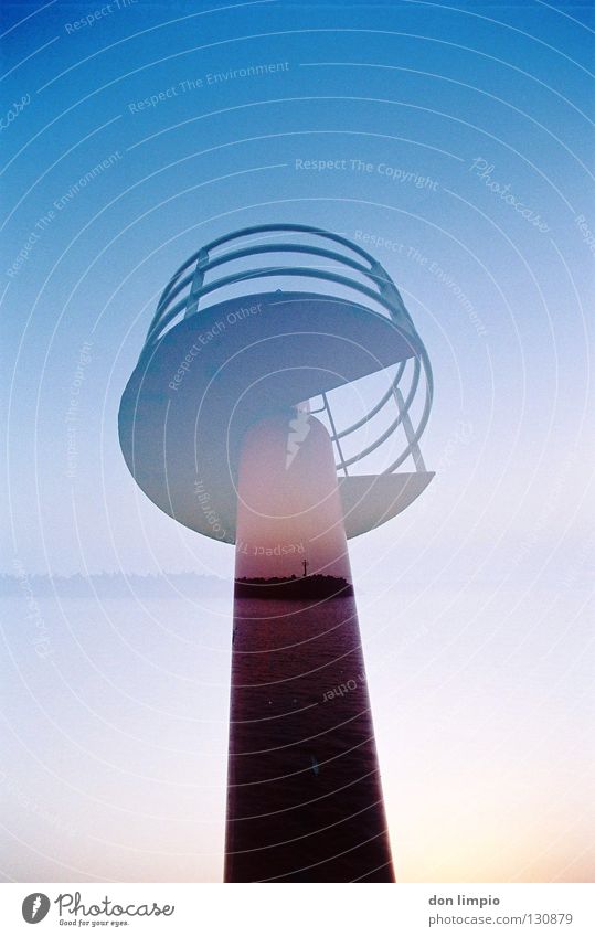 near and far.... Double exposure Analog Fuerteventura Muddled Harbour Tower Morro Jable Blue