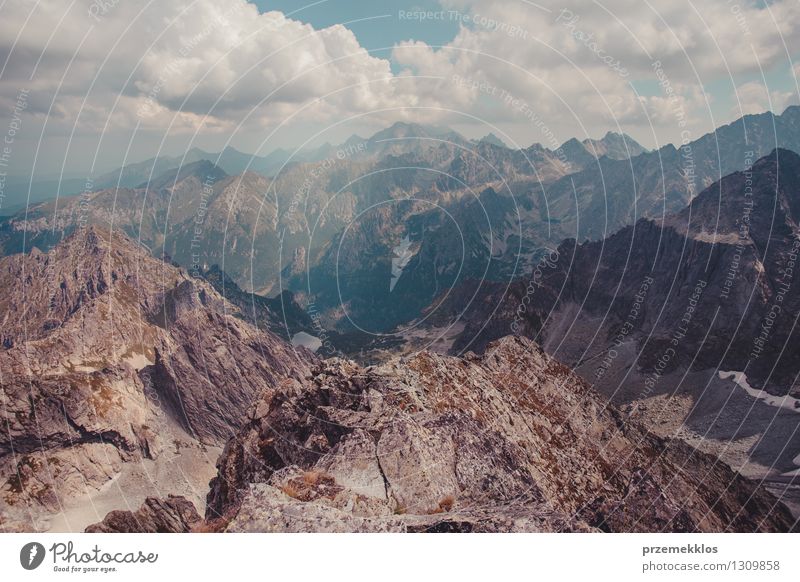 Mountain landscape in Tatras Nature Landscape Clouds Rock Adventure distant Height Slagheap peak range Slope Wide Colour photo Exterior shot Deserted Day