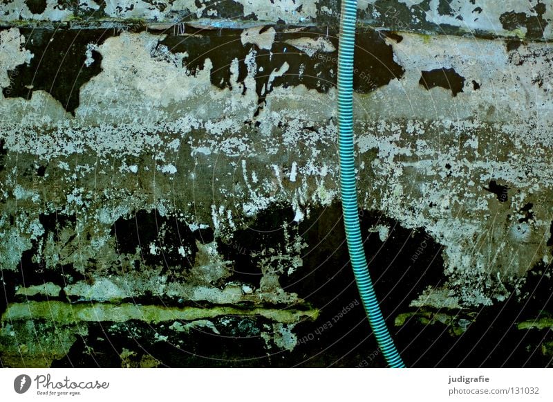 pool Swimming pool Hose Weathered Green Turquoise Black Decline Flake off Patina Edge Plaster Shabby Derelict Redevelop Overlay Putrefy Paintwork Descend