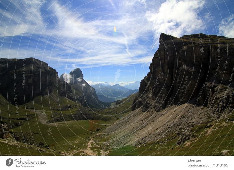 Dolomites Vacation & Travel Far-off places Freedom Summer Summer vacation Mountain Hiking Nature Landscape Sky Clouds Beautiful weather Rock Alps Peak