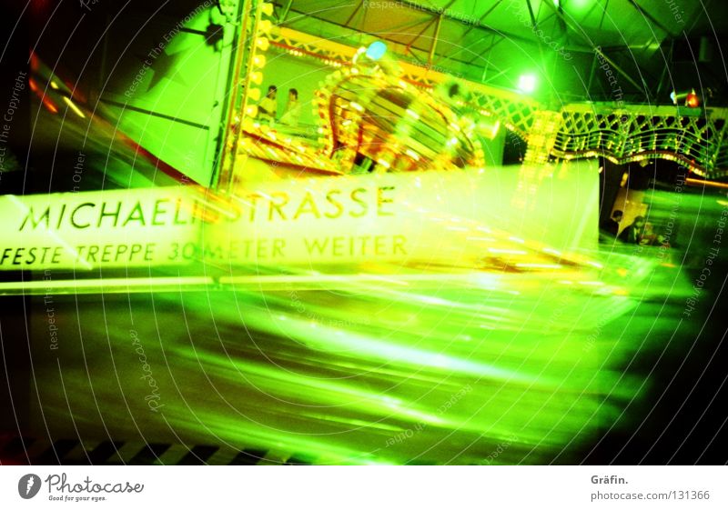 roundabout Fairs & Carnivals Showman Theme-park rides Speed Vertigo Green Cross processing Underground Subsoil Playing Multicoloured Joy Signage Lomography Dome