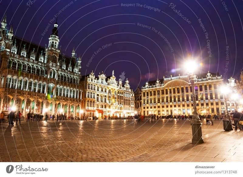 Brussels at night Beautiful Vacation & Travel Tourism Sky Small Town Places City hall Building Architecture Monument Old Historic center urban Belgium tower