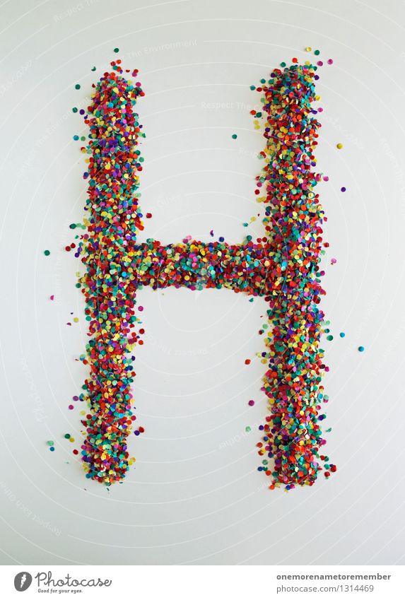 H wie: Holy Cow Art Work of art Esthetic Heaven Confetti Letters (alphabet) Typography Creativity Multicoloured Point Many Mosaic Colour photo Interior shot