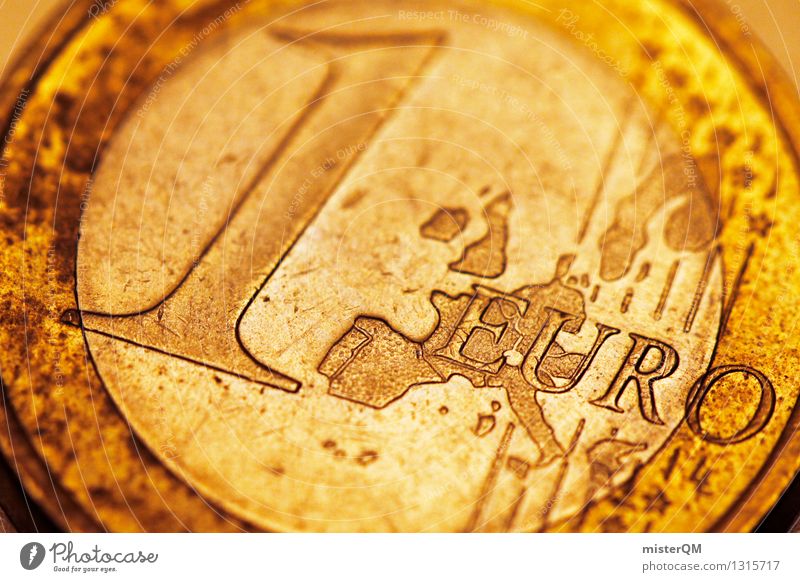 One euro. Art Esthetic Euro Europe European Euro symbol Money Crisis Trade 1 Coin Future Financial Industry Capitalism Financial institution Economy
