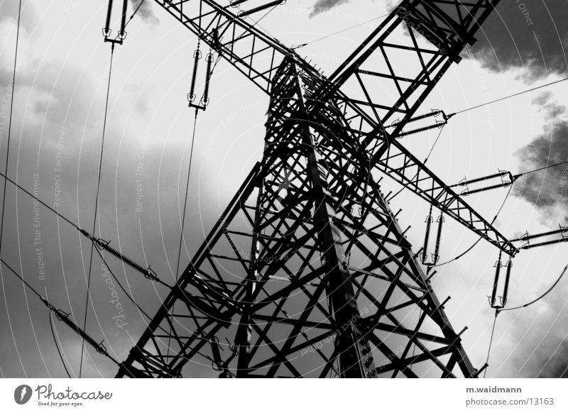 energy 2 Clouds Electricity Provision Power Electrical equipment Technology Wind Energy industry Electricity pylon Transmission lines Metal Cable Sky