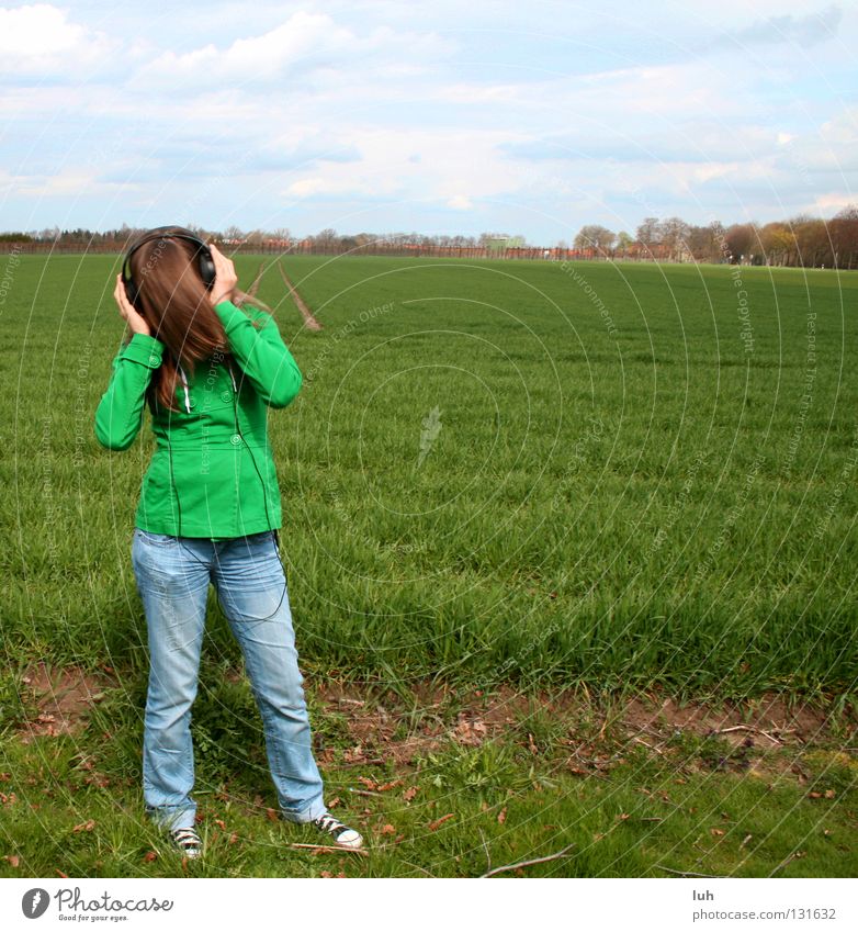 please don't stop the music Field Meadow Background picture Green Grass Village Hick town Horizon Headphones Music Shake Tone Song Dance Crazy