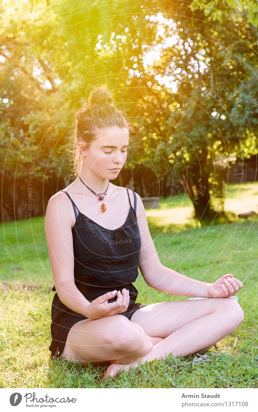 meditation Lifestyle Beautiful Healthy Wellness Relaxation Meditation Summer Yoga Human being Feminine Young woman Youth (Young adults) Woman Adults 1 Nature
