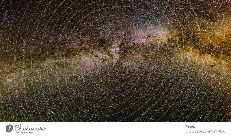 Milky Way Night sky Stars Horizon Summer Brown Illuminate Universe Earth Colour photo Panorama (View) Wide angle