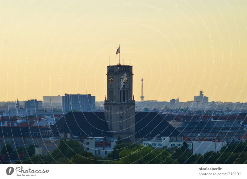 Ik bin ein Berliner Tourism Far-off places Sightseeing City trip Cloudless sky Sunrise Sunset Sunlight Beautiful weather Capital city Downtown City hall
