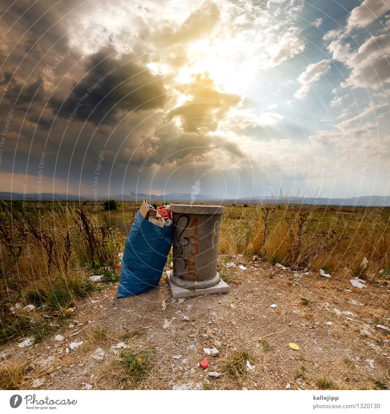 beyond the motorway Environment Nature Landscape Plant Animal Earth Sand Air Sky Clouds Storm clouds Sun Weather Gale Rain Grass Bushes Hill Cleanliness Trash