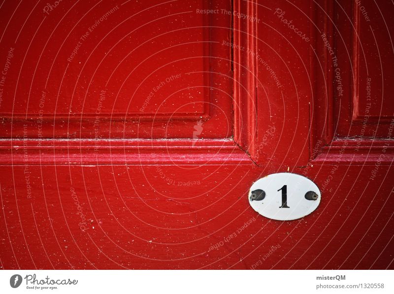 1 Art Esthetic Digits and numbers Red Door Signs and labeling Colour photo Multicoloured Exterior shot Detail Experimental Abstract Deserted Copy Space top