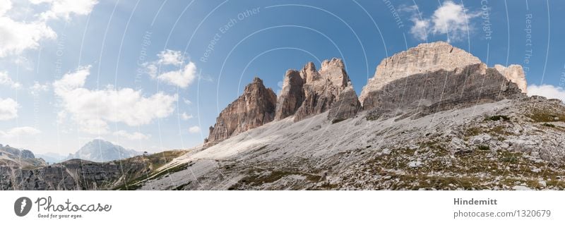 three merlons Environment Nature Landscape Elements Sky Clouds Summer Beautiful weather Rock Alps Mountain Dolomites Peak House (Residential Structure)