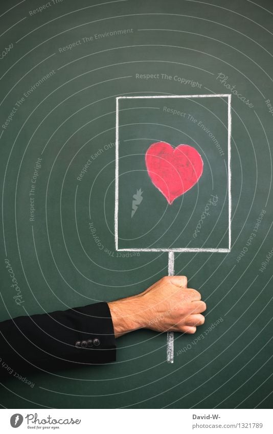 love message Happy Valentine's Day Blackboard Human being Masculine Family & Relations Life Arm Art Communicate Love Red Happiness Spring fever Romance