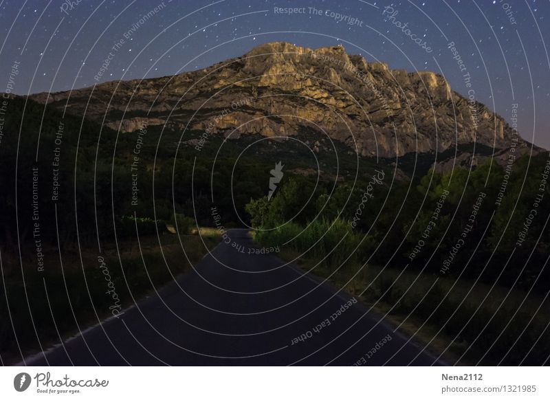 Sainte Victoire by night IV Environment Nature Landscape Elements Earth Air Sky Cloudless sky Night sky Stars Climate Beautiful weather Mountain Esthetic