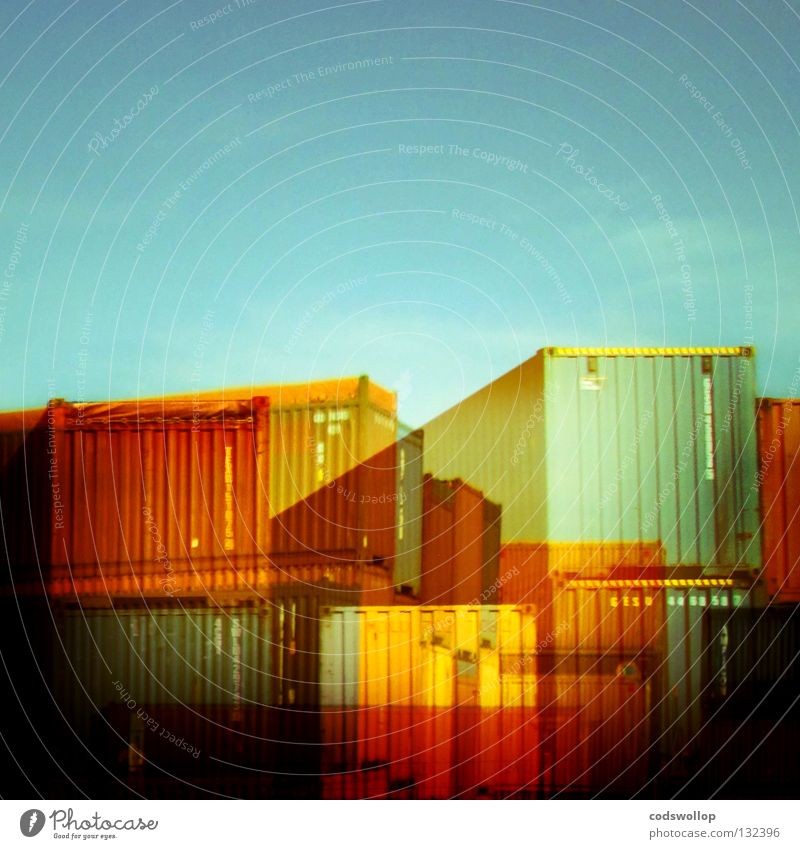 containerville Colour photo Abstract Copy Space top Industry Logistics Harbour Transport Container Trade Services Cargo Container terminal Shipping company