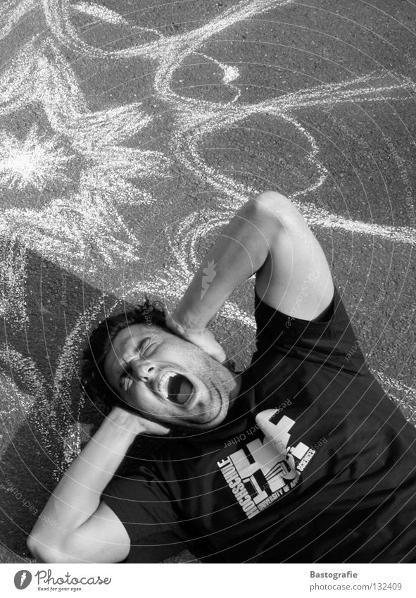 Scream Bang Street art Volume Black & white photo Fear Panic Pain kawoom